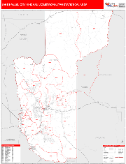 Lake Havasu City-Kingman Metro Area Wall Map Red Line Style